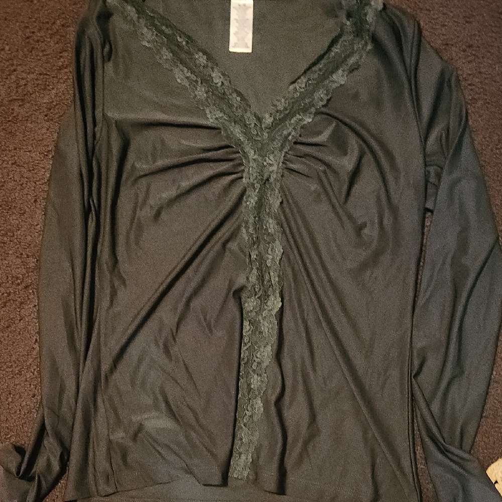 Stylish Black Top with Lace Details
